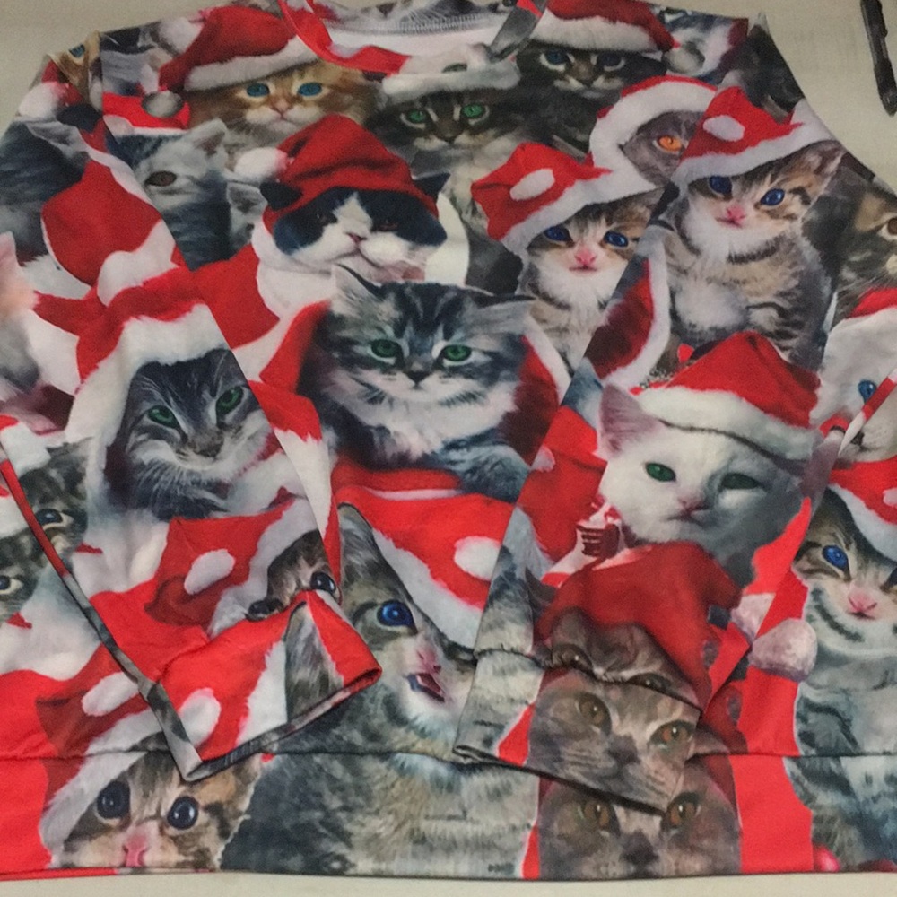 Cat lovers Christmas long sleeve heavyweight shirt. No brand see description - Picture 1 of 3